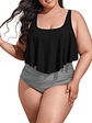 Conjunto de bikini tiro alto en punta Lineas plus size - Miniatura 1