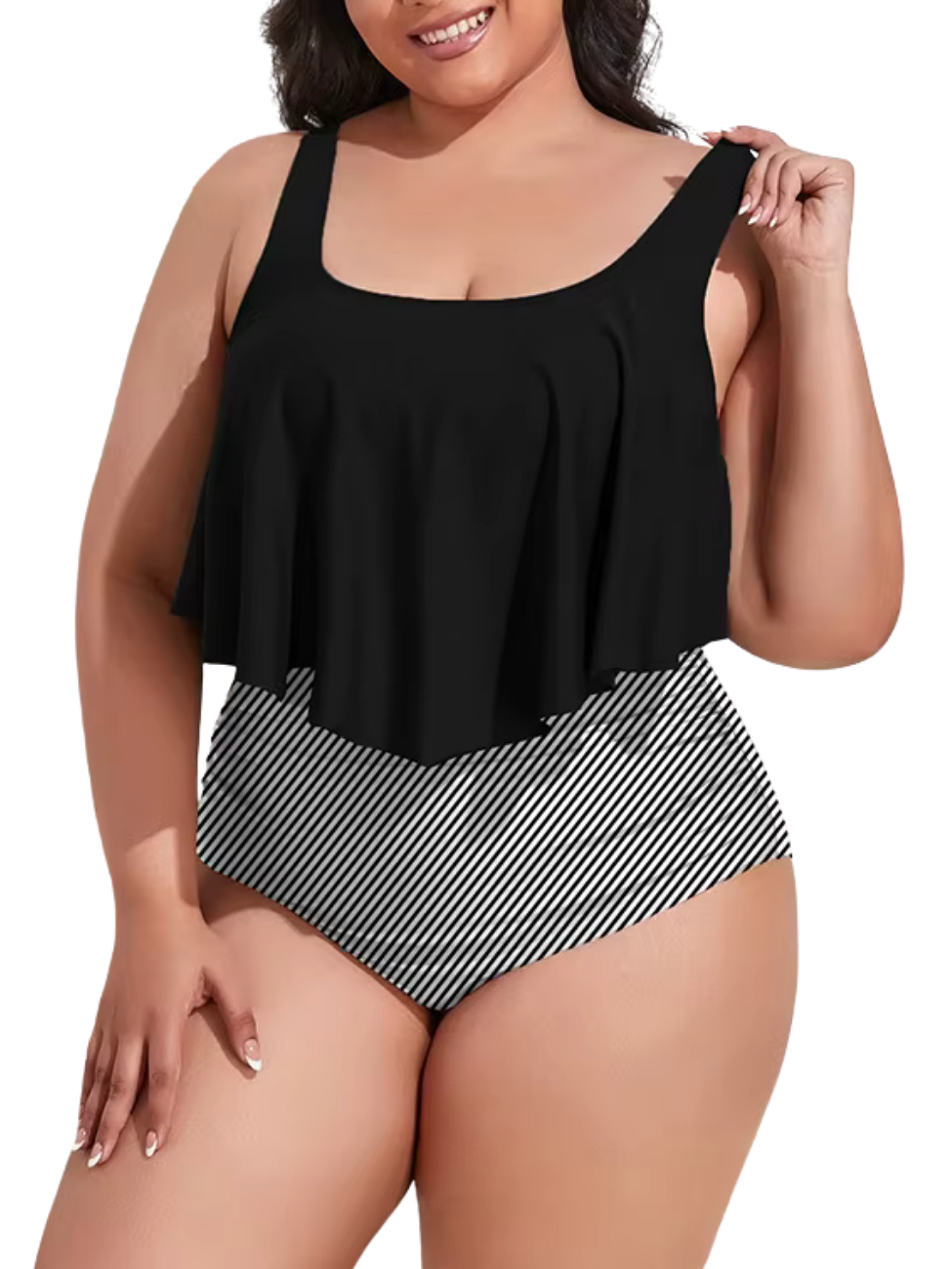 Conjunto de bikini tiro alto en punta Lineas plus size 4