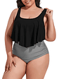 Conjunto de bikini tiro alto en punta Lineas plus size - Miniatura 4