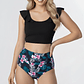 Set de 3 Piezas: Bikini y Kimono Flora Negro Tropical - Miniatura 1