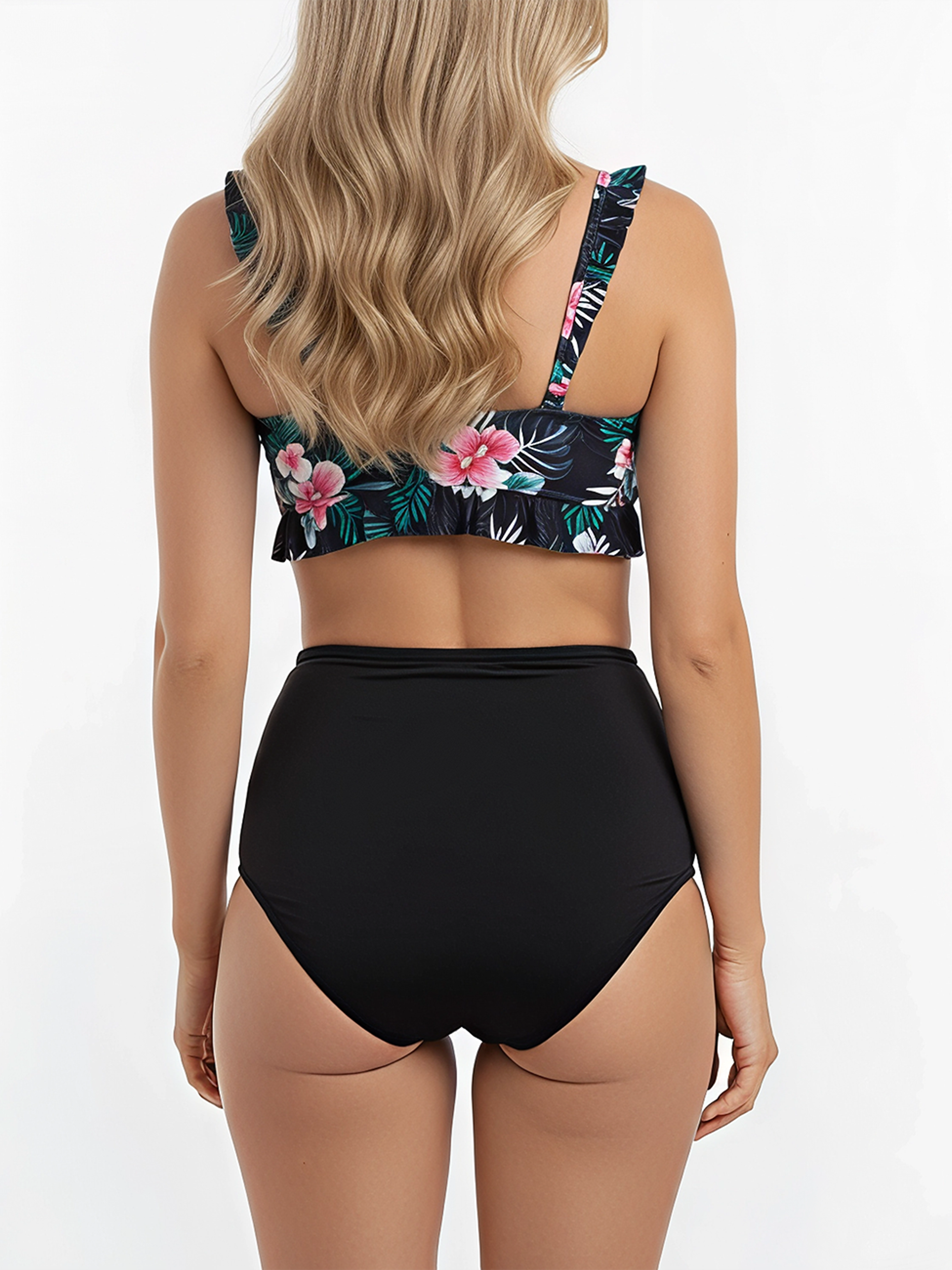 Bikini tiro alto top vuelos tropico Negro (Combina tu talla) 3