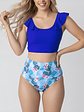 Set de 3 Piezas: Bikini y Kimono Flora Tropical Azul - Miniatura 1