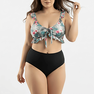 Bikini tiro alto top vuelos tropico Verde (Combina tu talla)