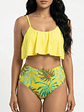 Bikini Tiro Alto con Top de vuelos y Estampado Tropical amarillo - Miniatura 3
