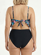 Bikini Tiro Alto Top Floral con Vuelos y Calzón Negro - Miniatura 3