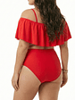 Bikini Tiro Alto Rojo con vuelos y Hombros Descubiertos - Miniatura 2