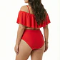 Bikini Tiro Alto Rojo con vuelos y Hombros Descubiertos - Miniatura 2