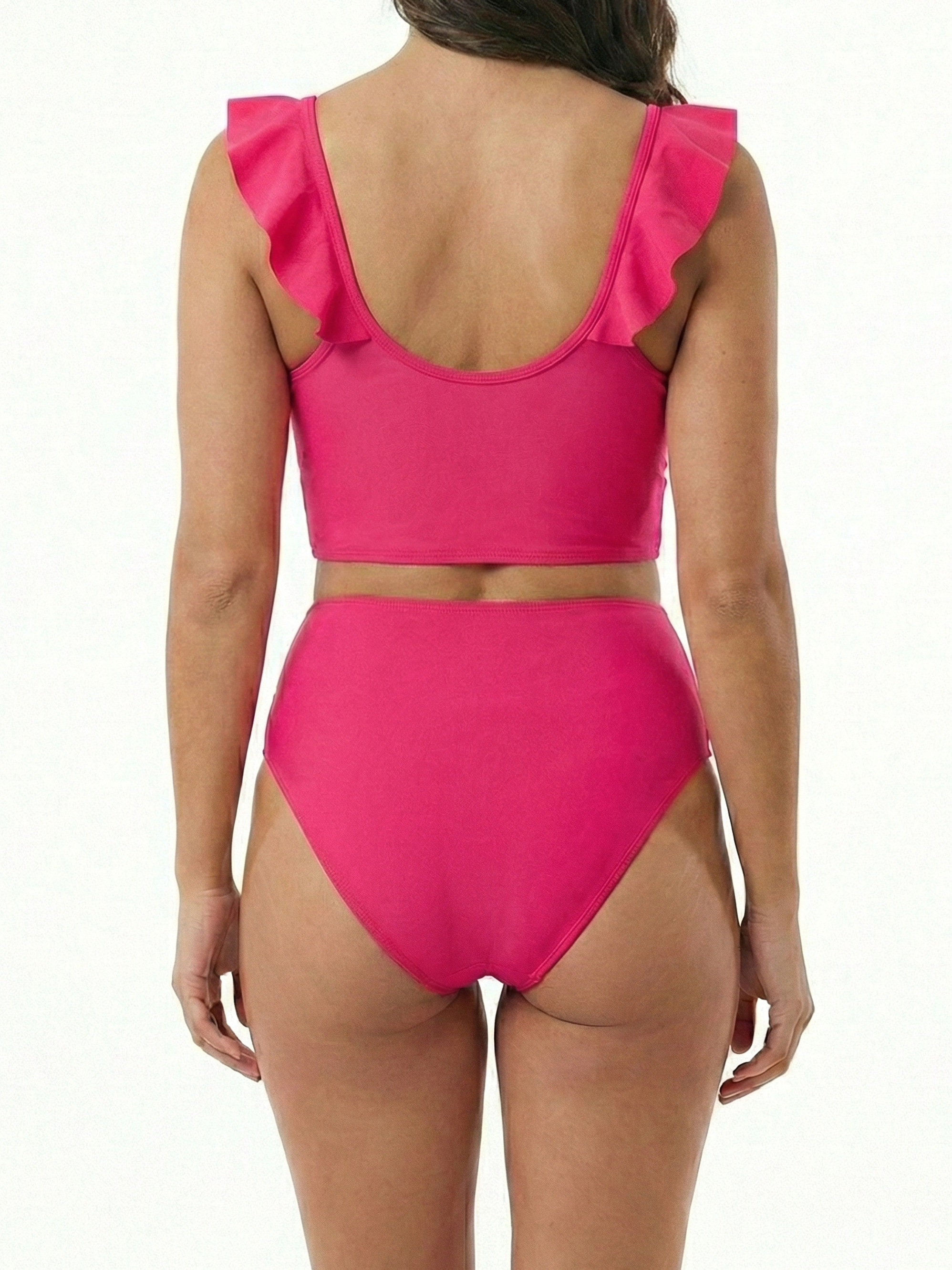 Bikini Tiro Alto Fucsia con Vuelos 2