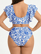 Bikini Tiro Alto Floral Azul Santorini - Miniatura 3