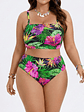 Bikini Tiro Alto Tropical Flores Hibiscus - Miniatura 3