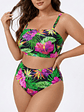 Bikini Tiro Alto Tropical Flores Hibiscus - Miniatura 1