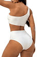 Bikini tiro alto Lotus blanco asimetrico - Miniatura 2