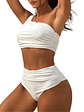 Bikini tiro alto Lotus blanco asimetrico - Miniatura 3