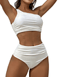 Bikini tiro alto Lotus blanco asimetrico - Miniatura 1