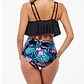 Bikini Tiro Alto Top top en punta Negro y Tropical - Miniatura 3