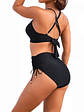 Bikini Tiro Alto Negro con Top Cruzado - Miniatura 2