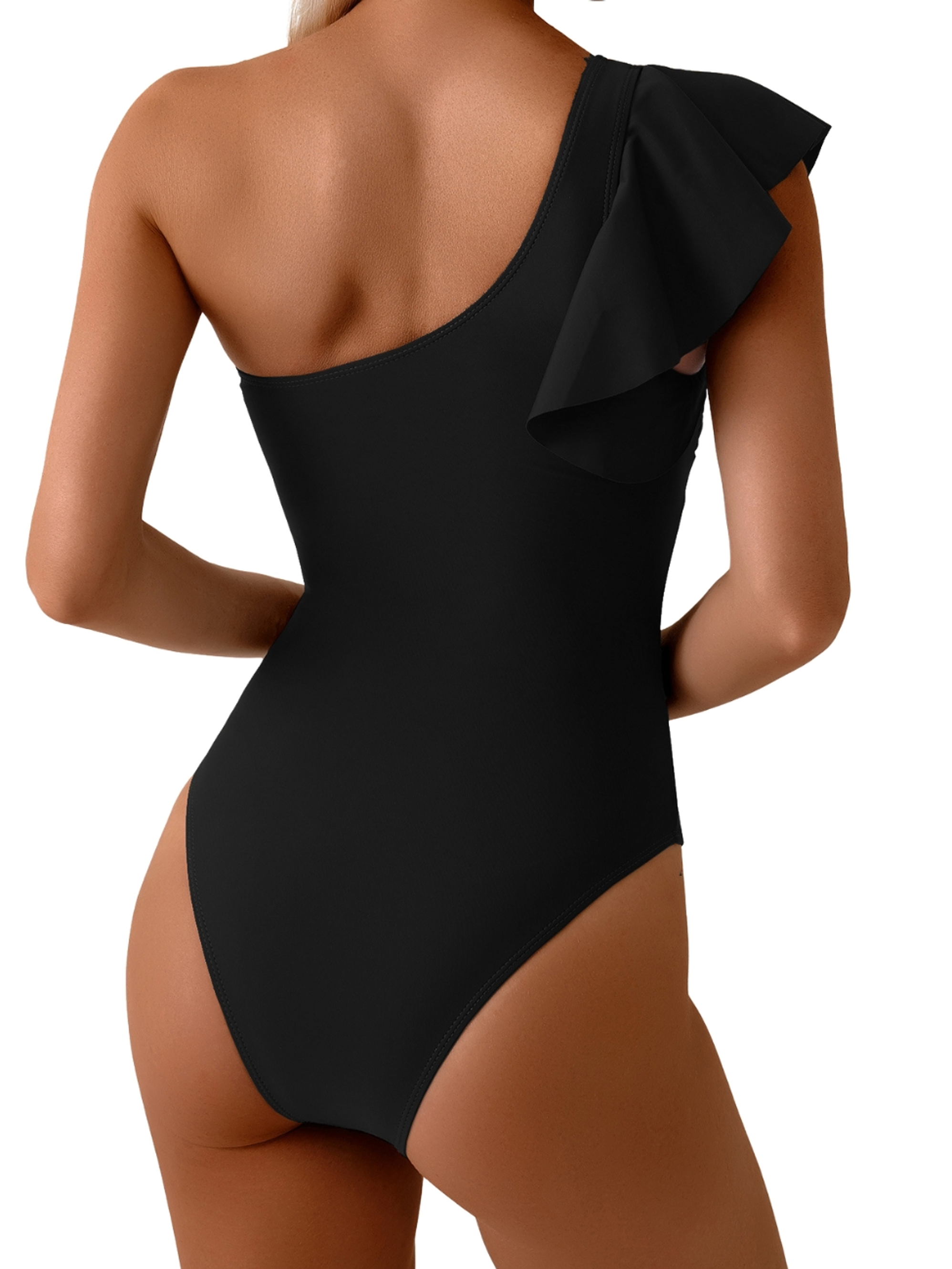 Traje de baño Flare asimetrico Negro transparencia 2