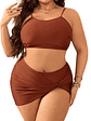 Bikini 3 Piezas con Minifalda Pareo (Color Terracota) - Miniatura 1