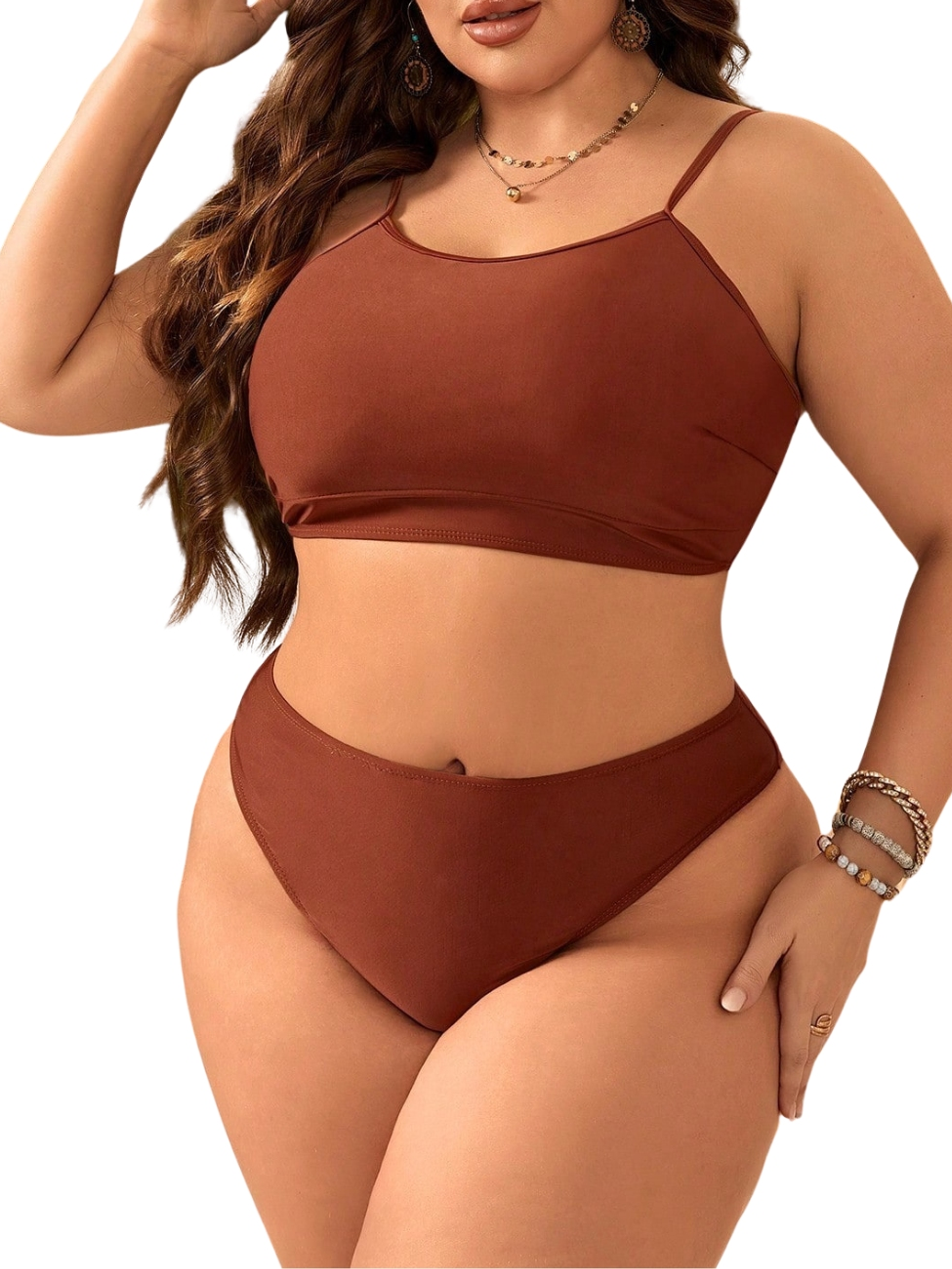 Bikini 3 Piezas con Minifalda Pareo (Color Terracota) 2