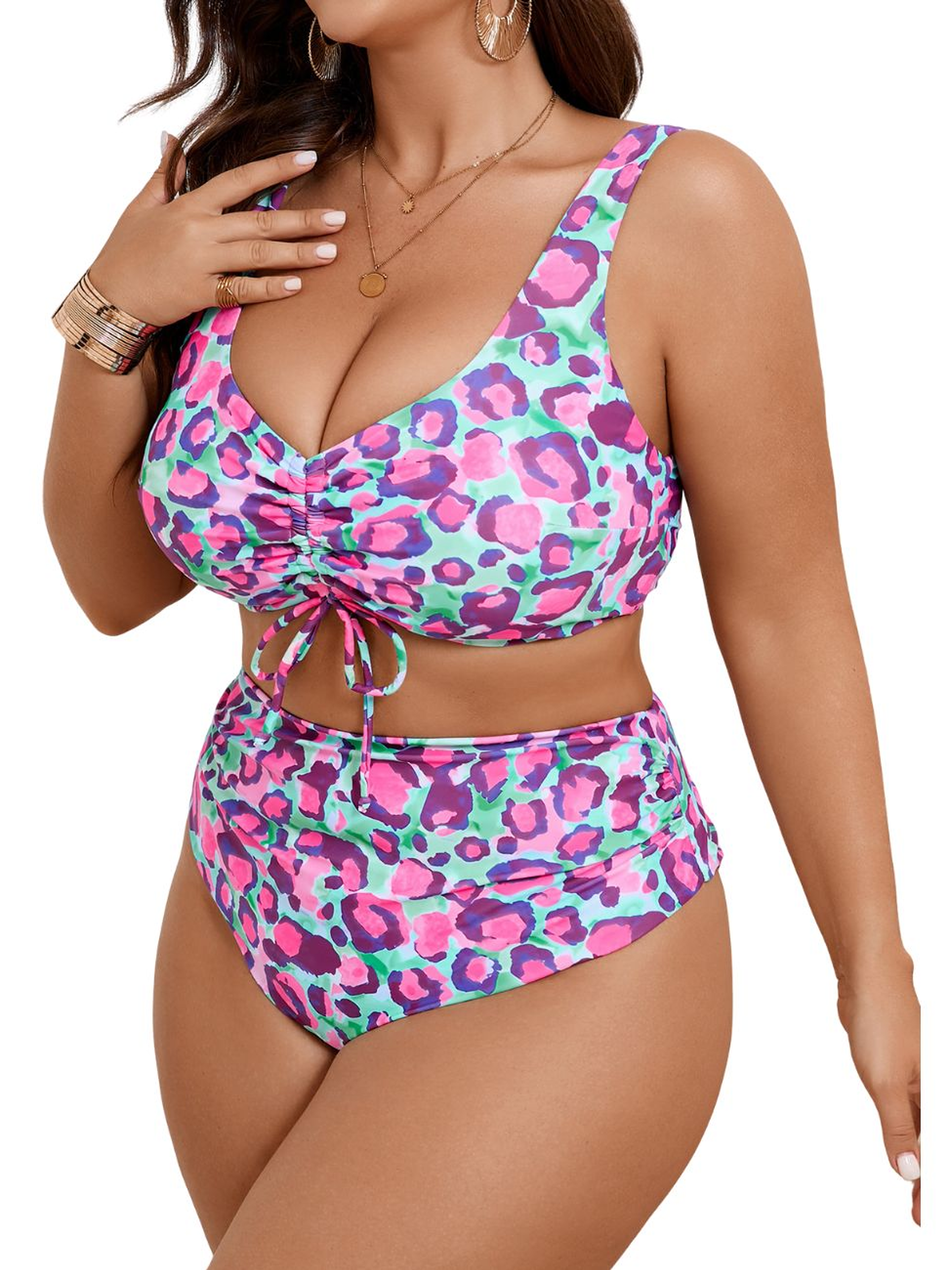 Bikini Tiro Alto Animal Print MulticoloR mint 1