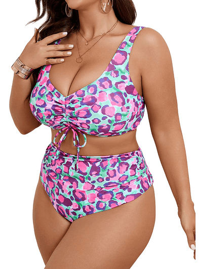 Bikini Tiro Alto Animal Print MulticoloR mint
