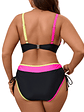 Bikini Tiro Alto Negro Bordes Neón - Miniatura 2