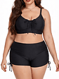 Bikini Tankini Negro con Short de Tiro Alto y Cordones - Miniatura 1