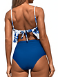 Bikini Tiro Alto Top Floral con Vuelos y Calzón Azul - Miniatura 2