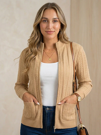 Chaleco mujer cierre texturado colores