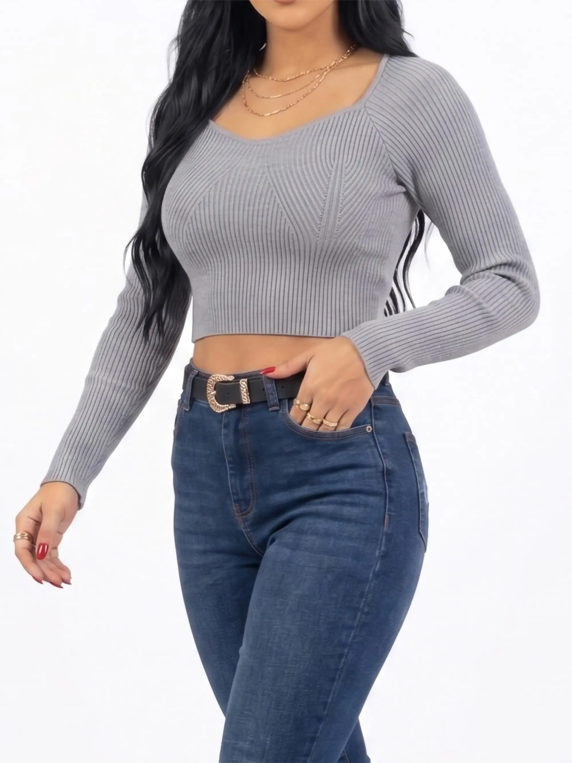 Camiseta sweater invierno colores crop mujer  8