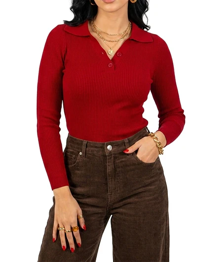 Sweater camiseta básica mujer cuello polo colores