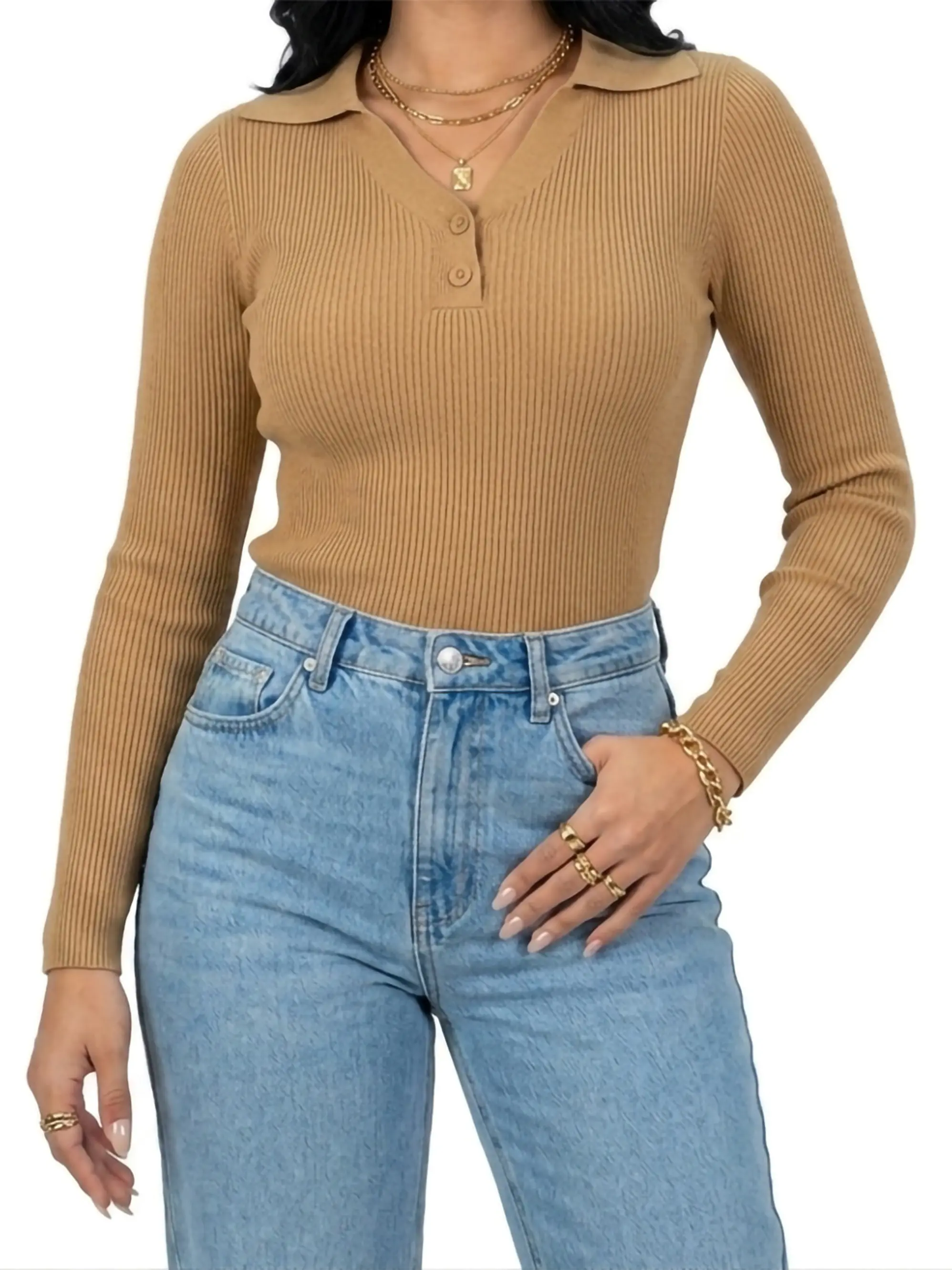 Sweater camiseta básica mujer cuello polo colores 18