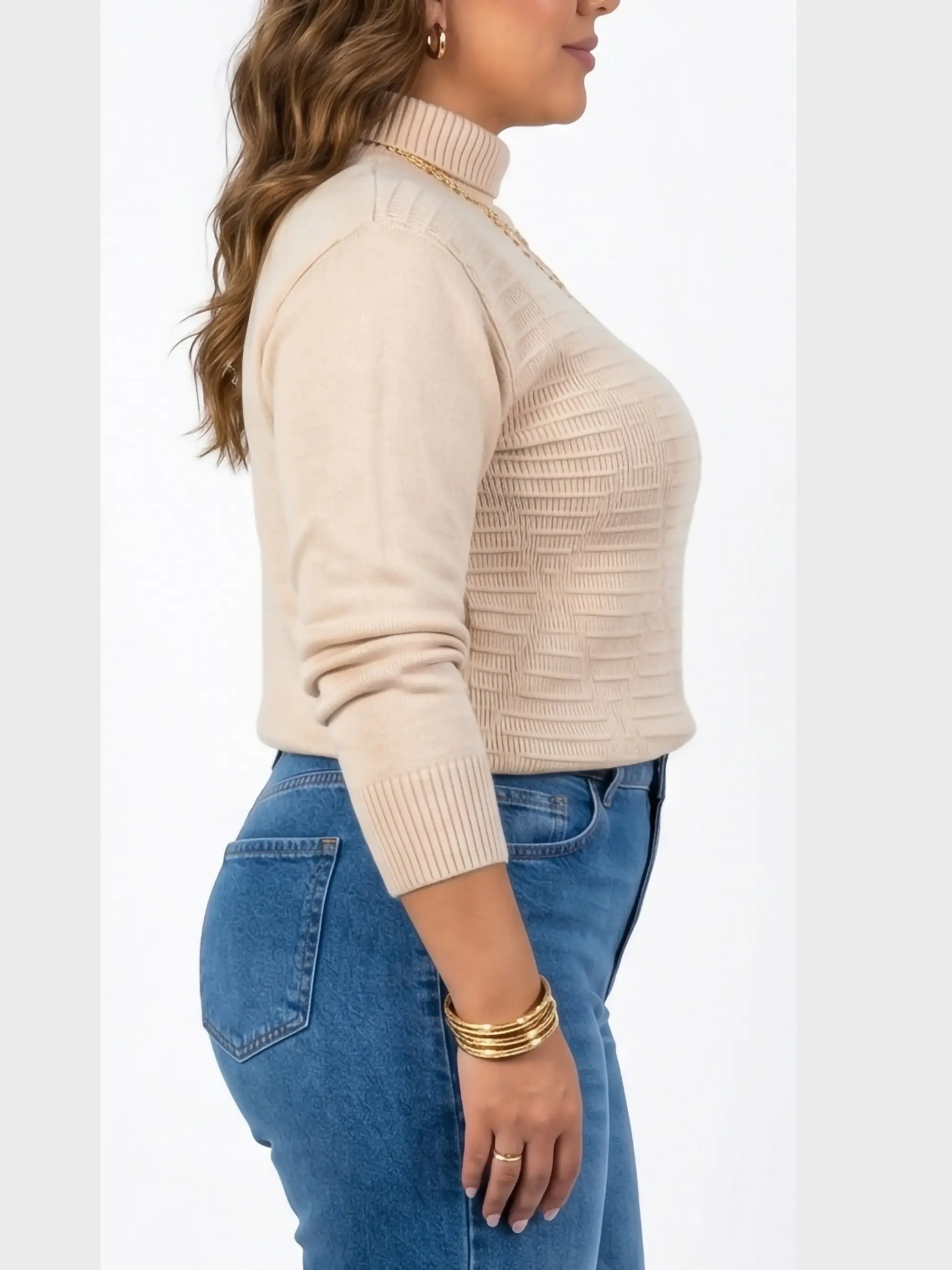 Sweater mujer texturado colores lineas extra linda 16