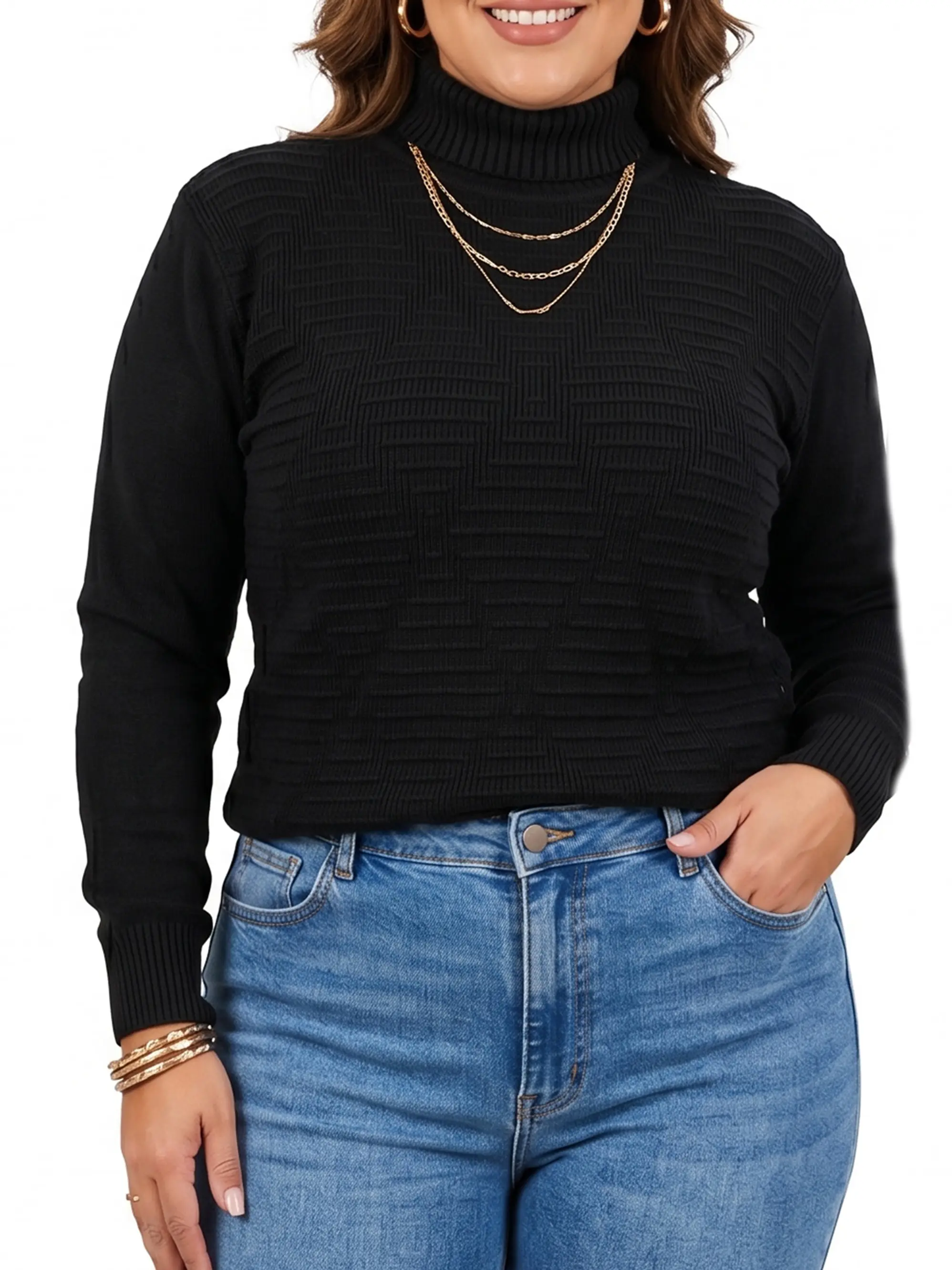 Sweater mujer texturado colores lineas extra linda 20