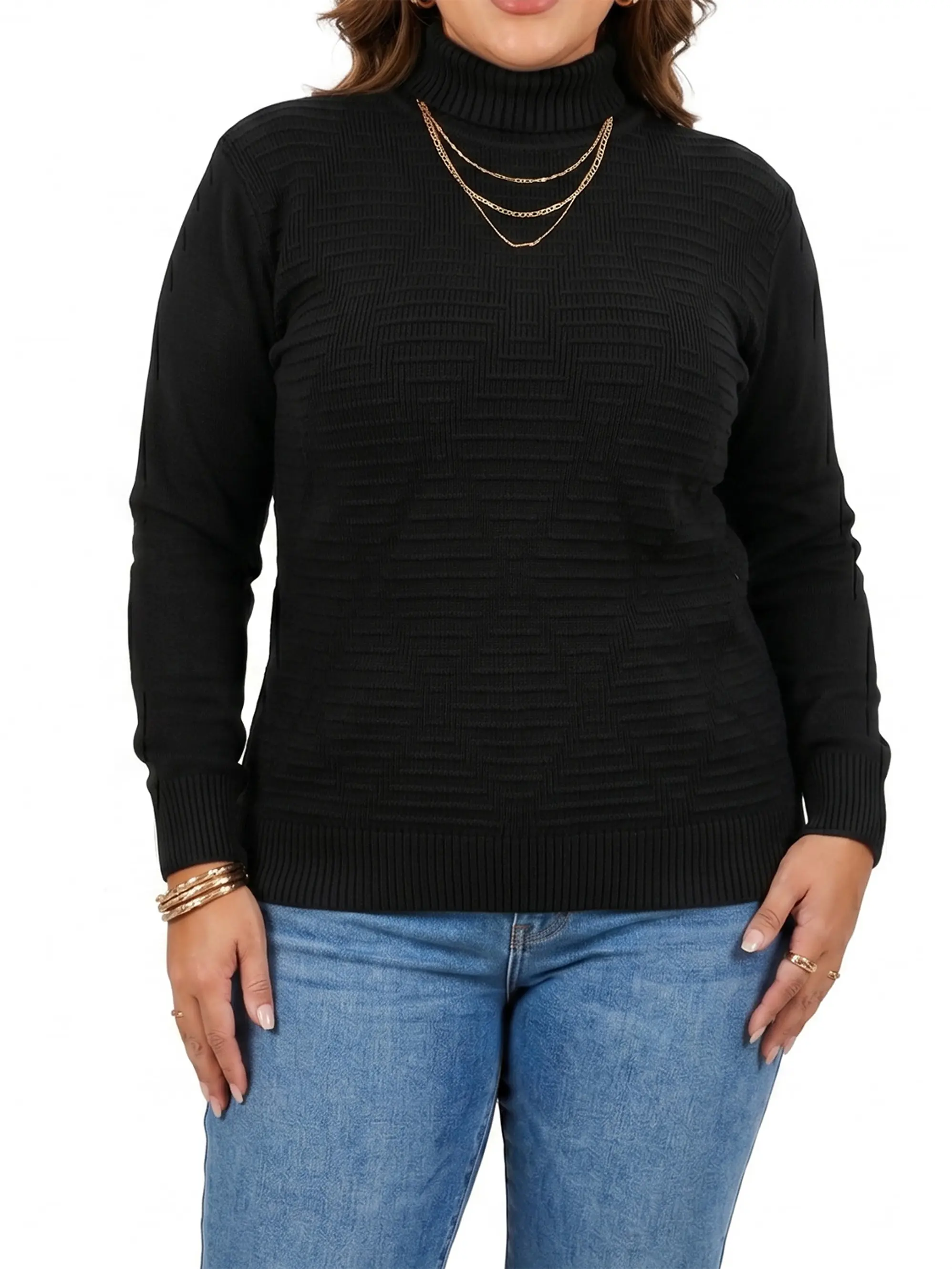Sweater mujer texturado colores lineas extra linda 18