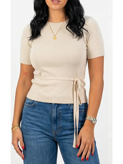 Polera lanilla manga corta invierno lazo colores
