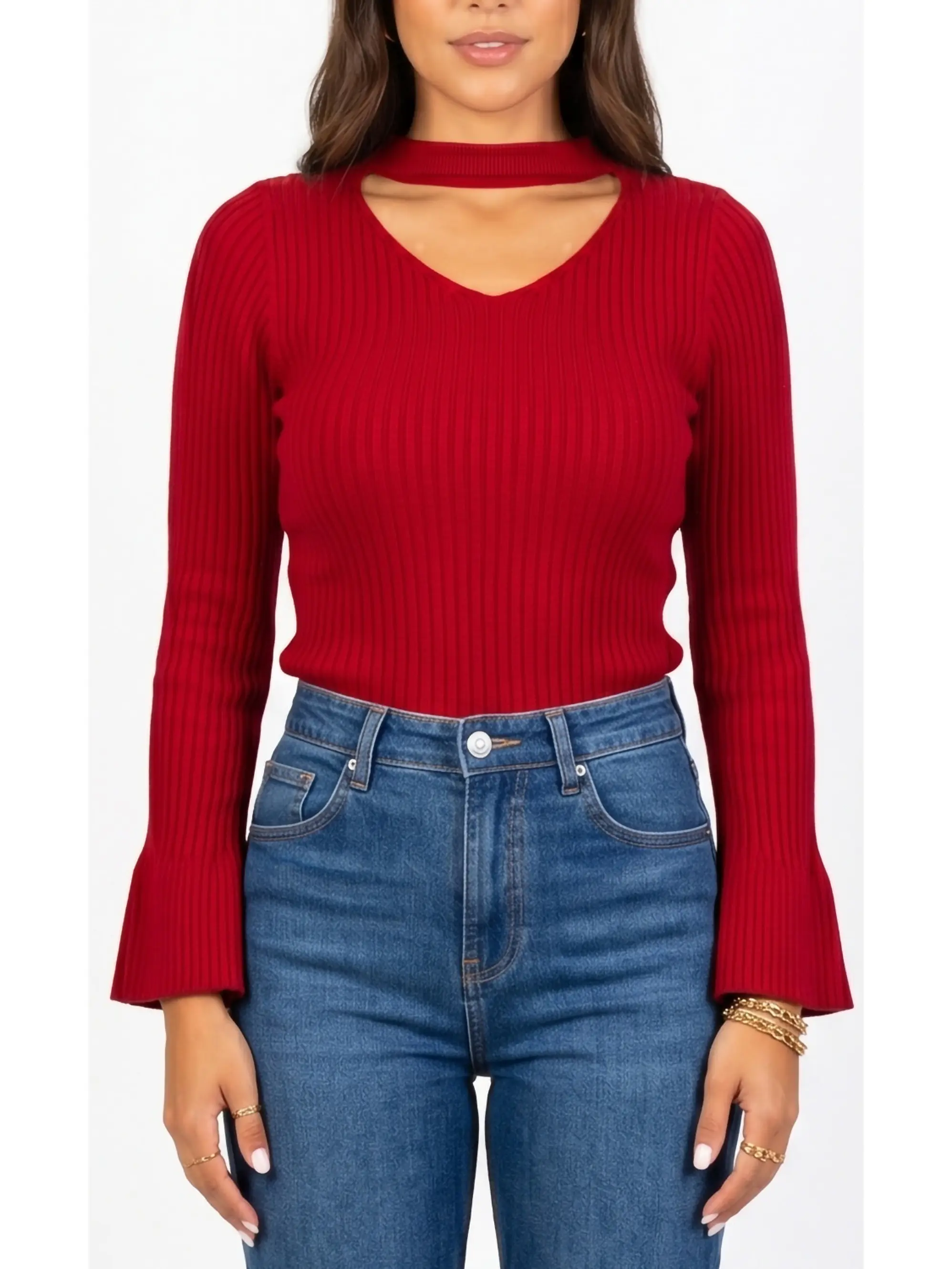 Sweater básico polera invierno colores manga acampanada 7