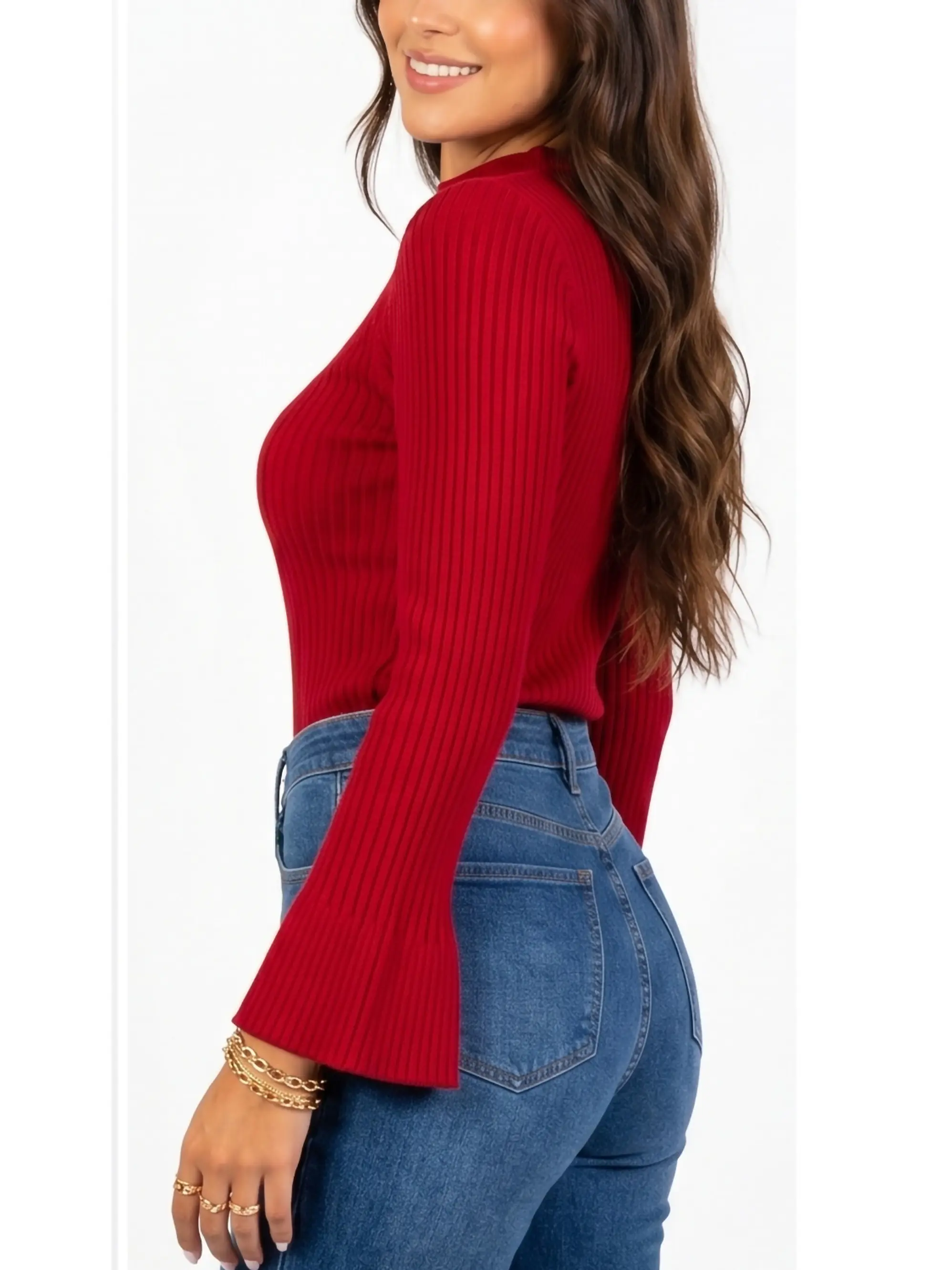 Sweater básico polera invierno colores manga acampanada 8