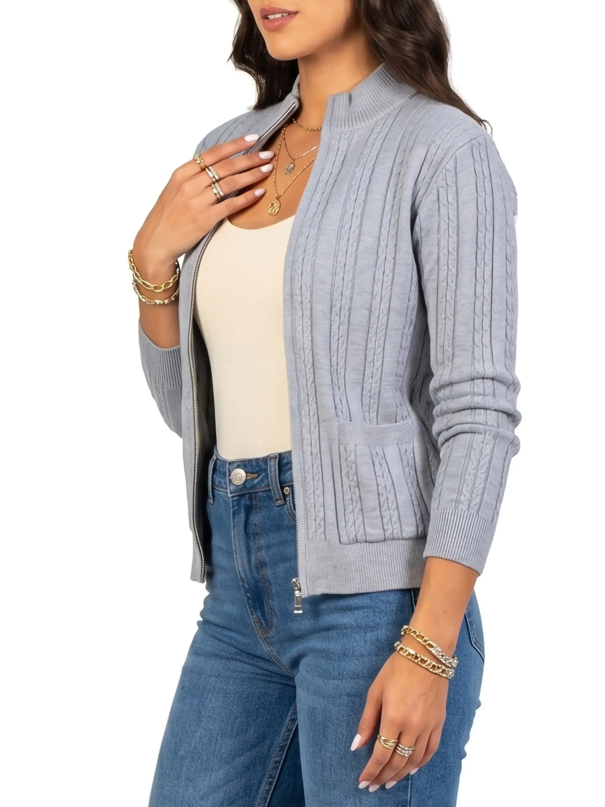 Chaleco mujer cierre texturado colores 2