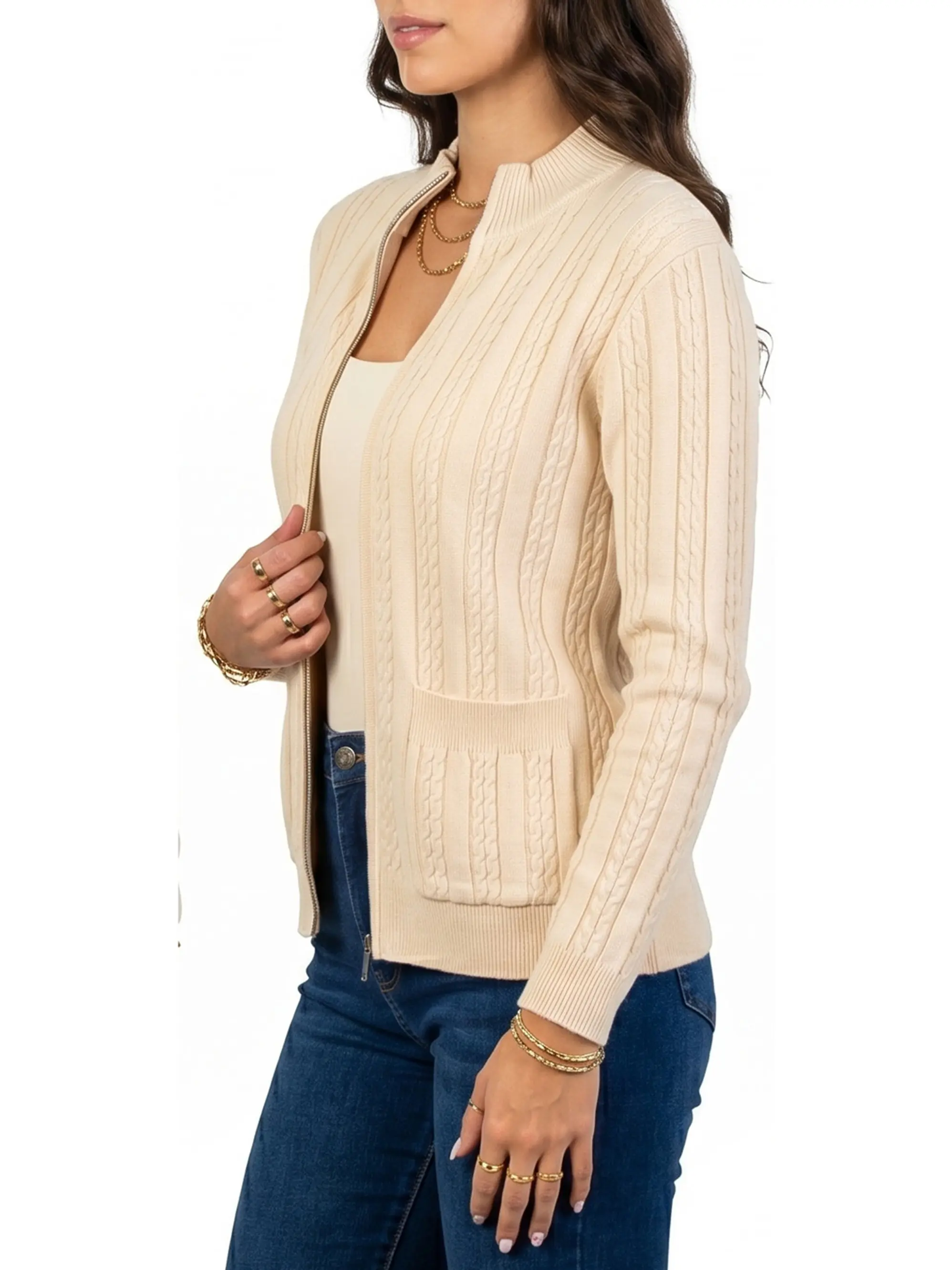 Chaleco mujer cierre texturado colores 8