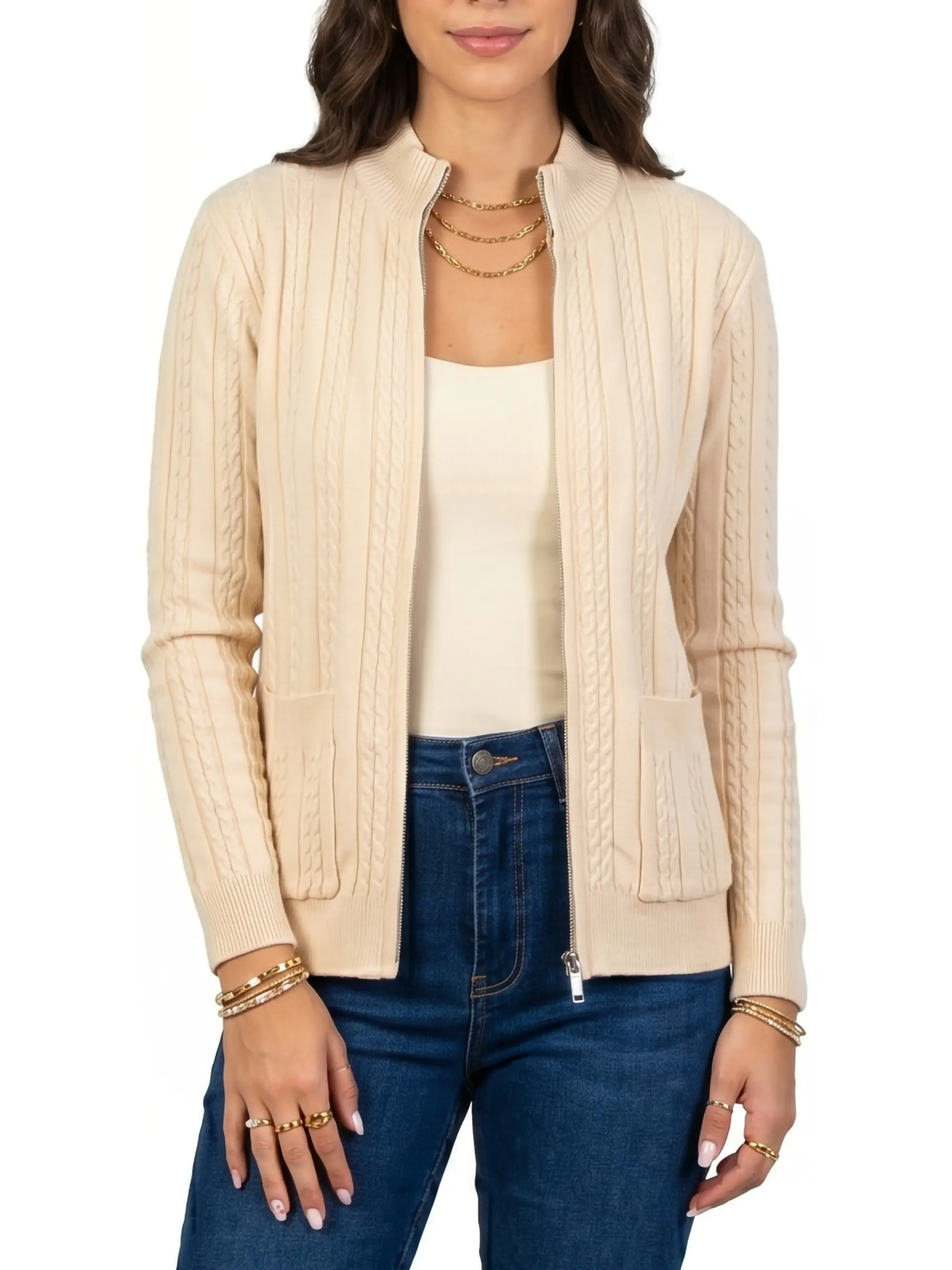 Chaleco mujer cierre texturado colores 9