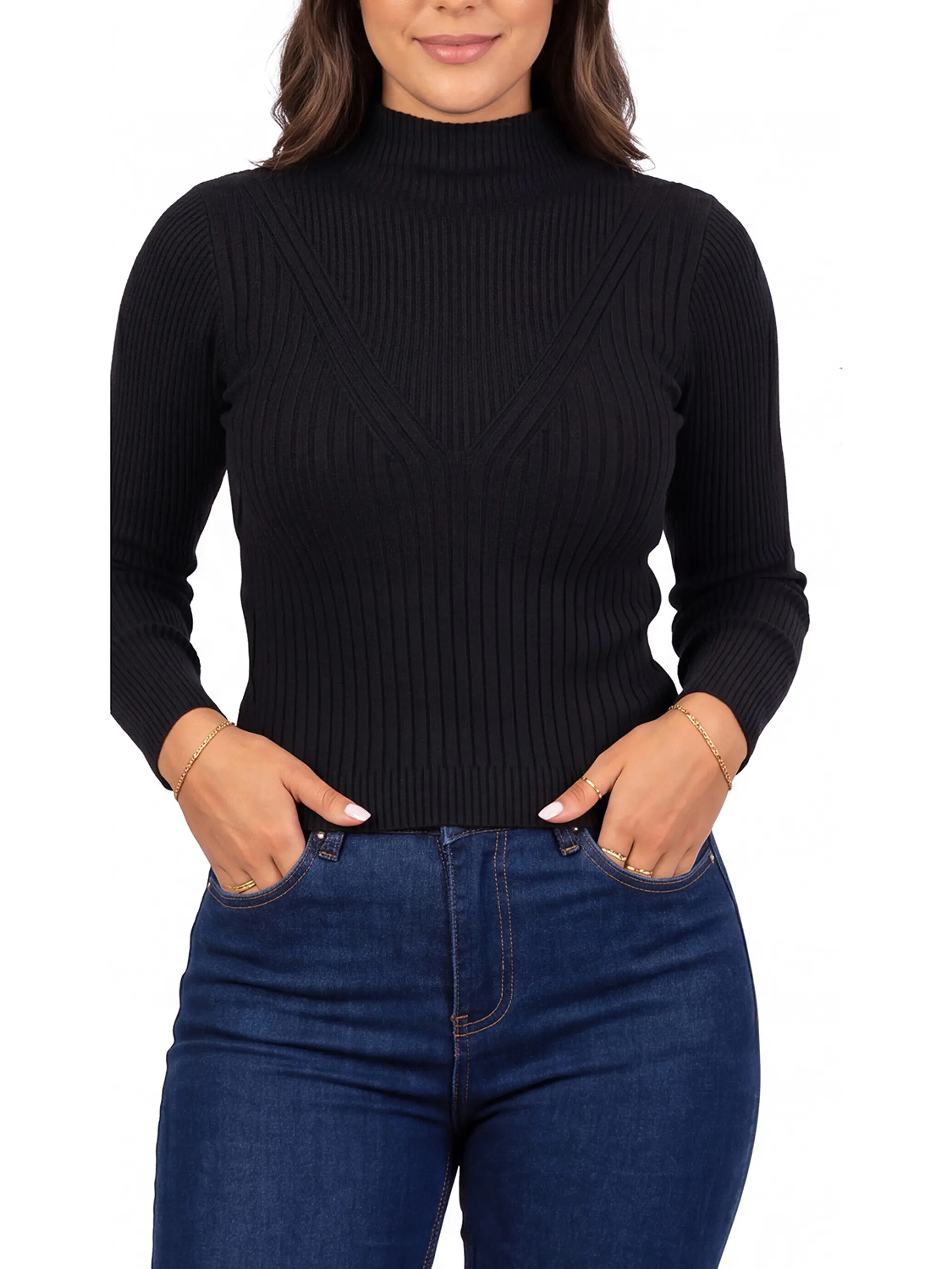 Sweater beatle mujer cuello medio colores crop diseño Isis 1