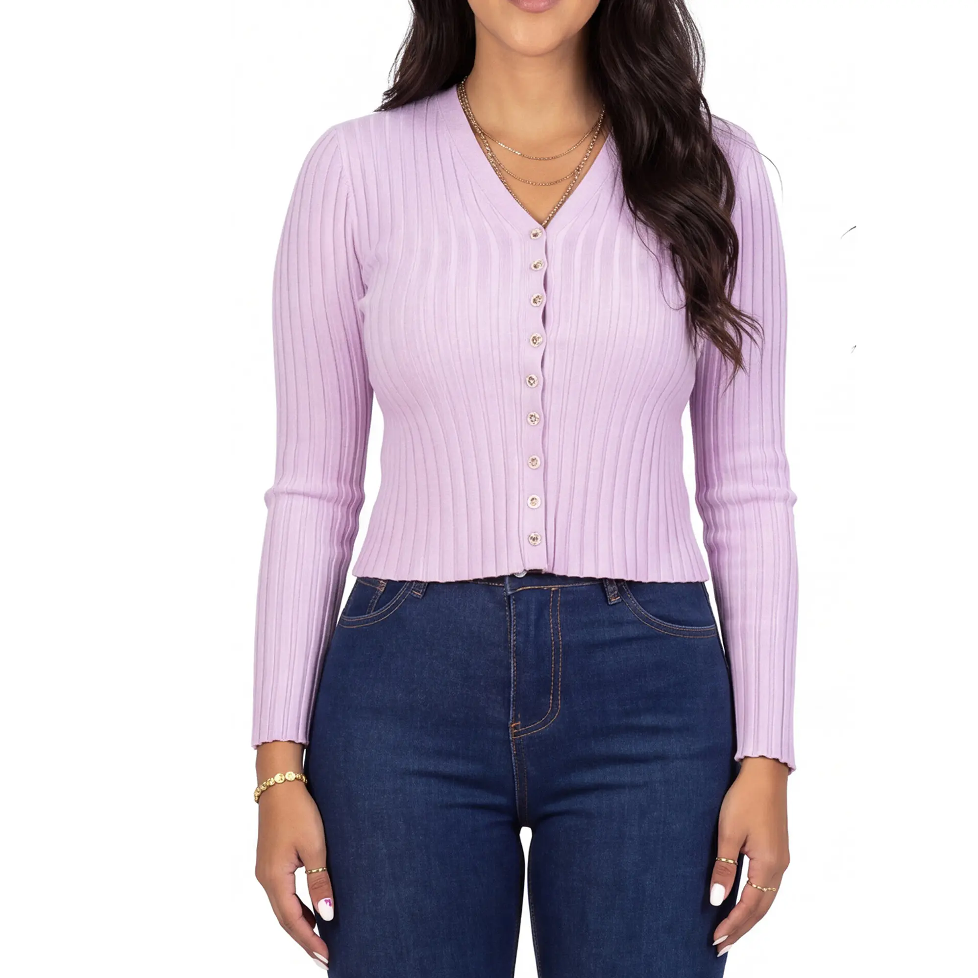 Sweater chaleco acanalado botón brillos Lau colores 1