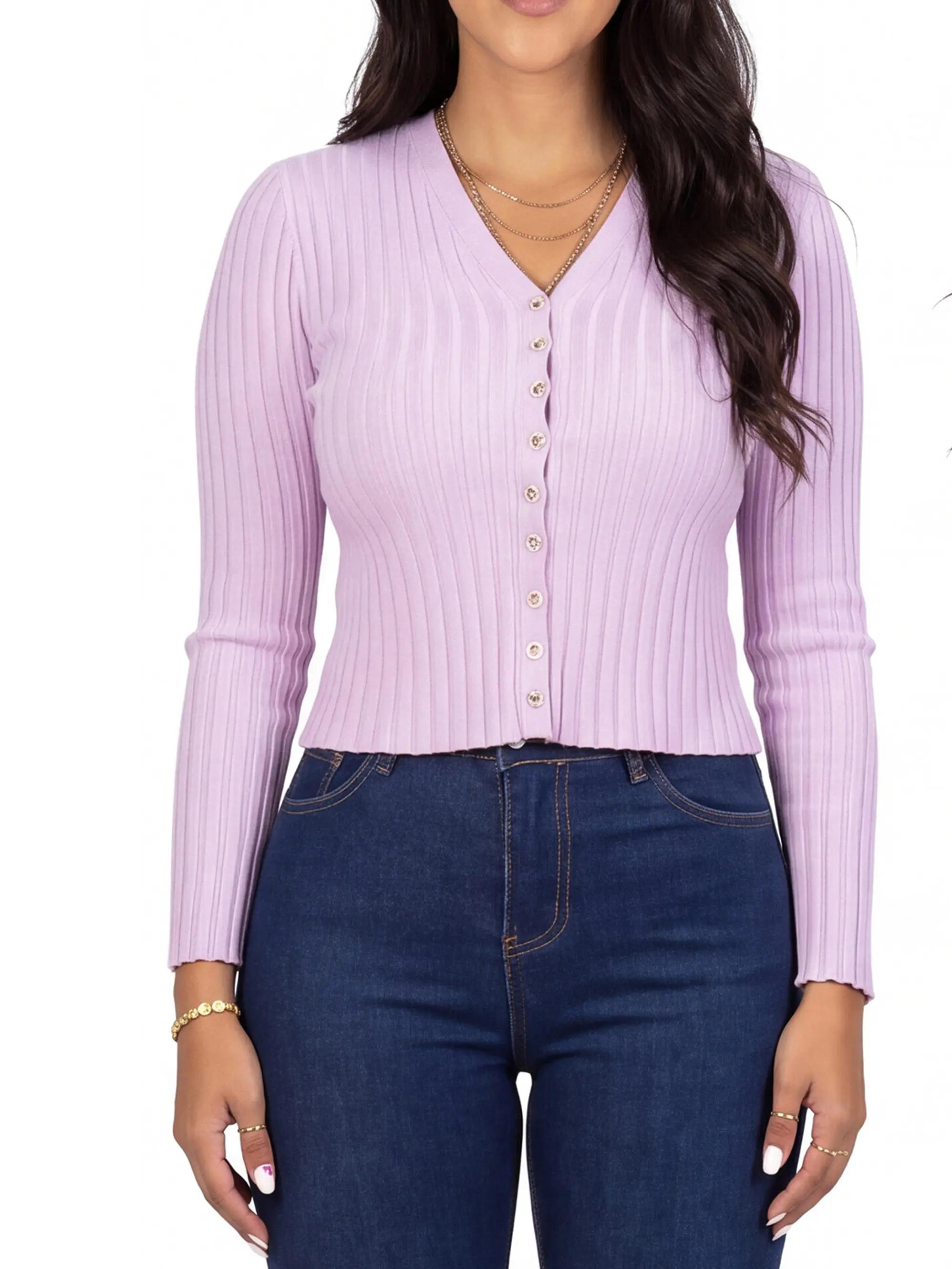 Sweater chaleco acanalado botón brillos Lau colores 1