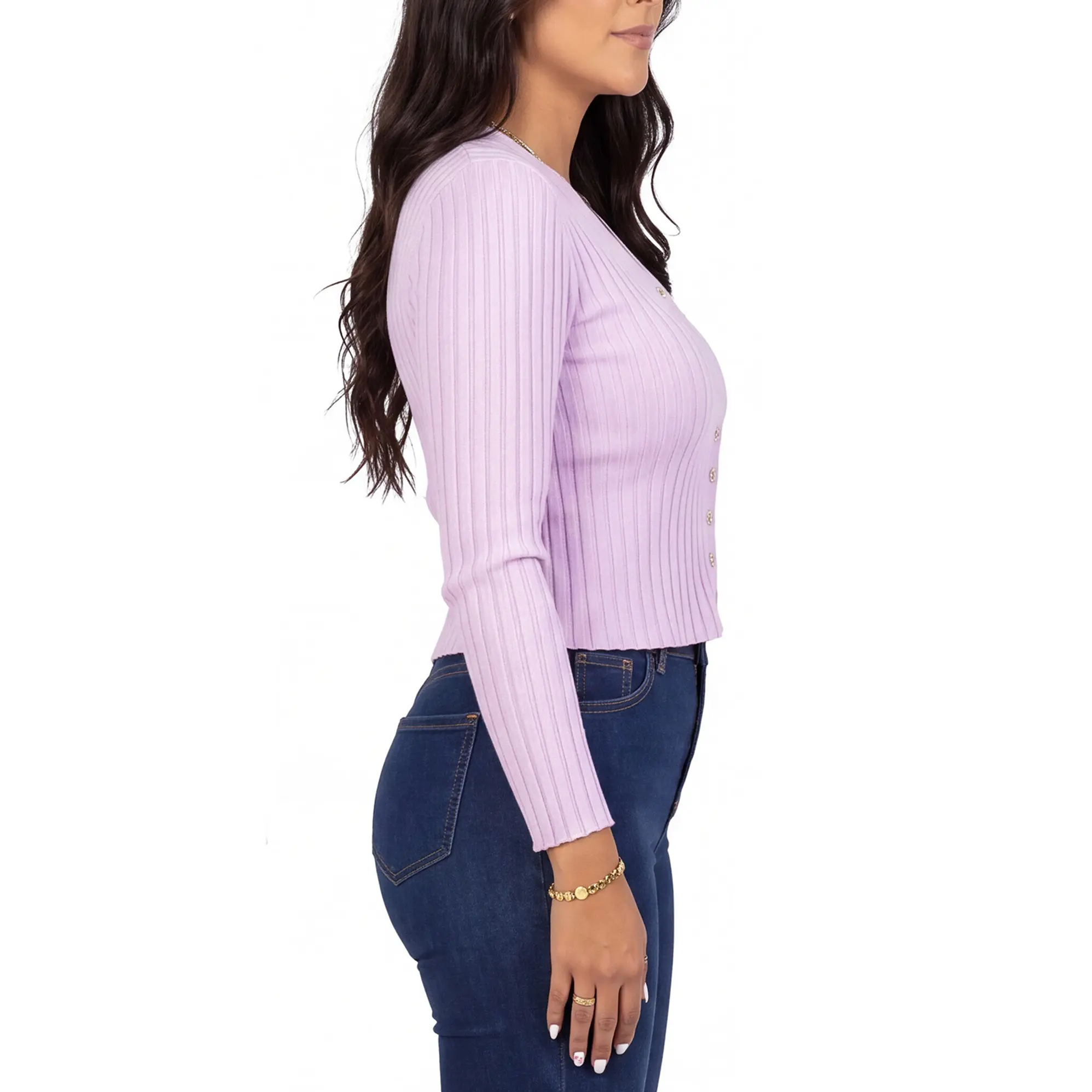 Sweater chaleco acanalado botón brillos Lau colores 3