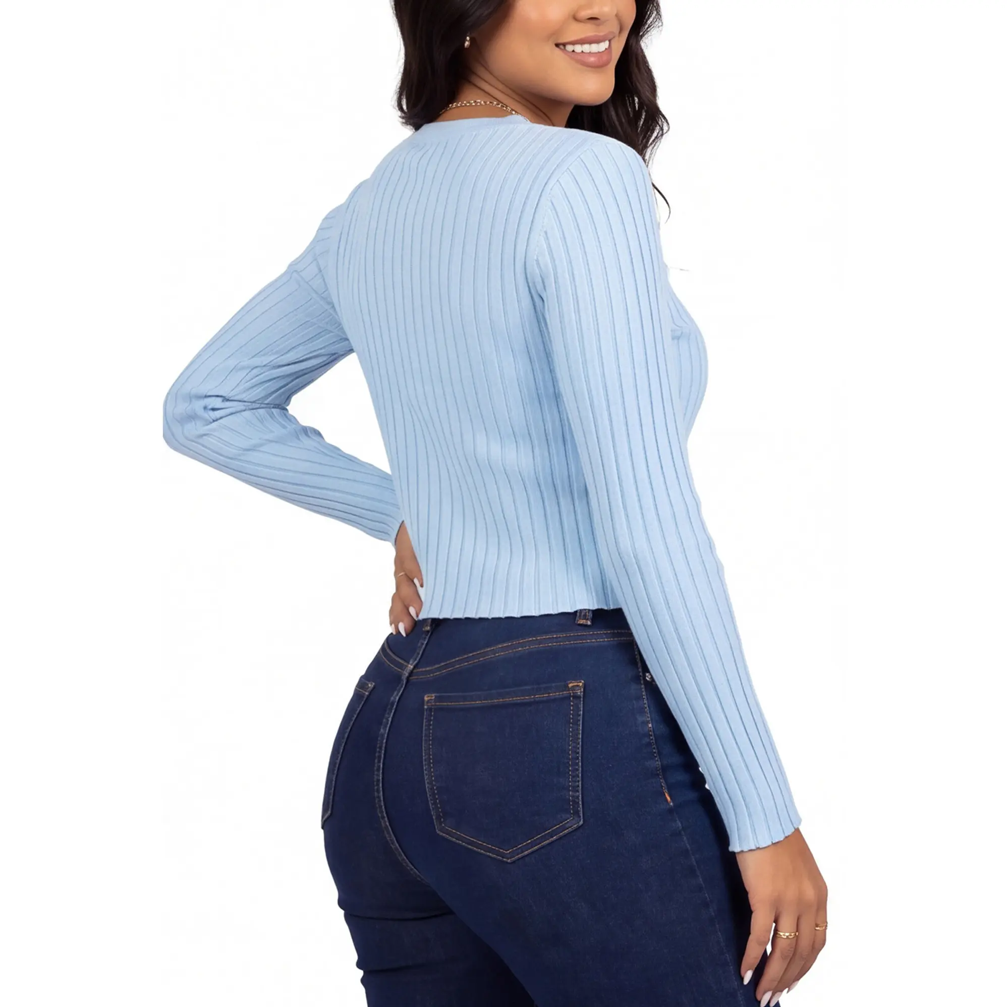 Sweater chaleco acanalado botón brillos Lau colores 6