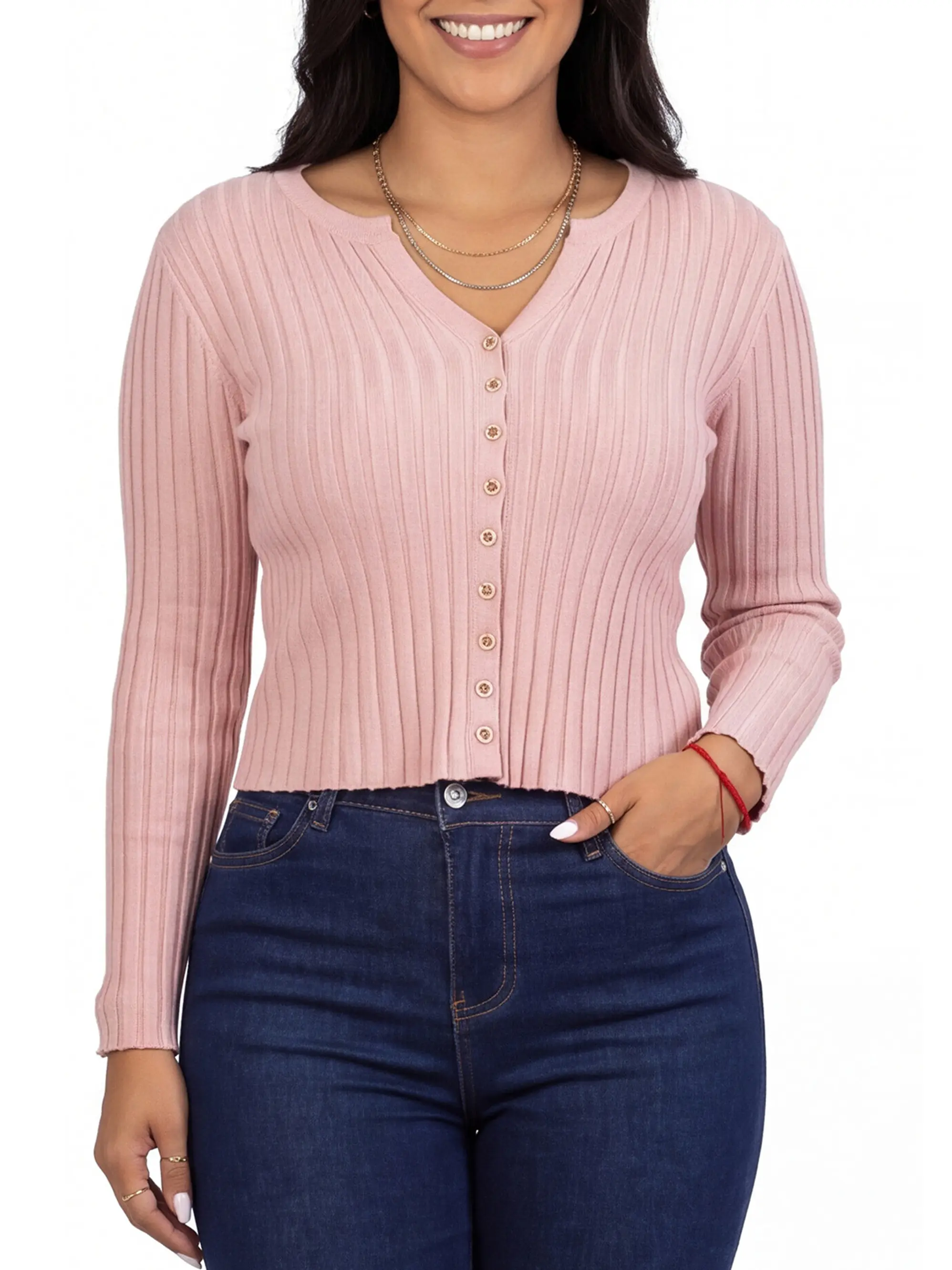 Sweater chaleco acanalado botón brillos Lau colores 7