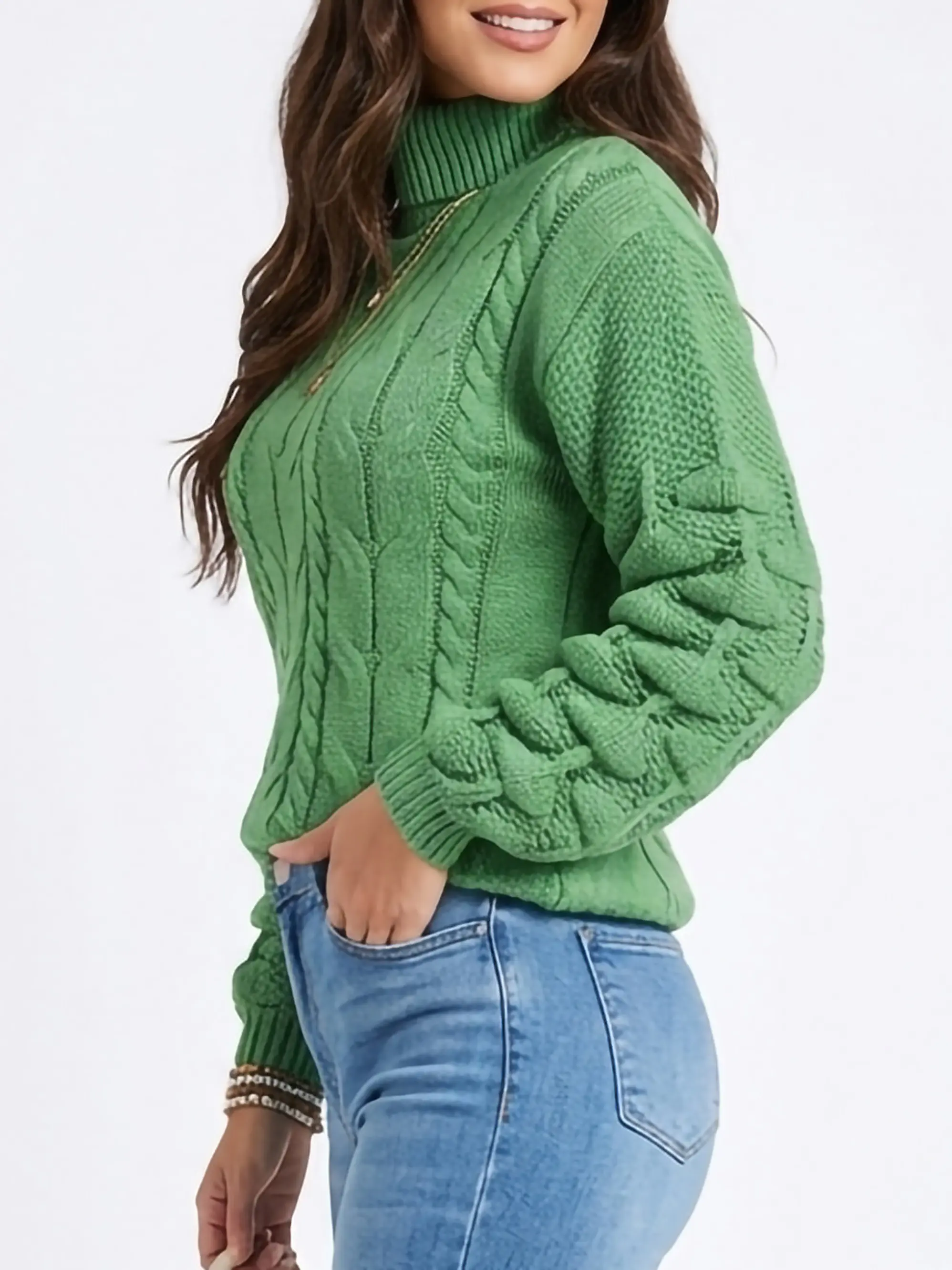 Chaleco mujer lana manga pompón Pandora cuello alto 6