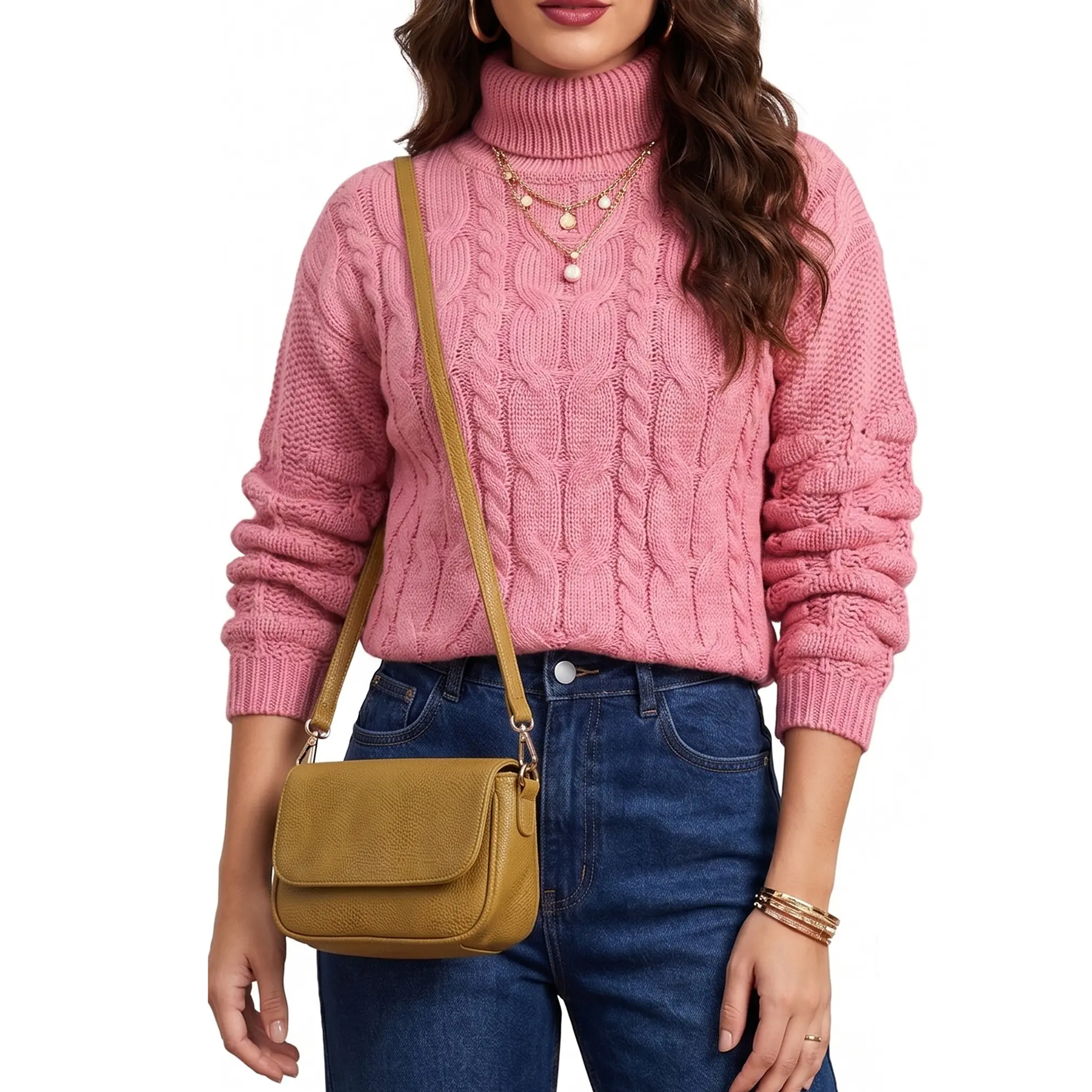 Chaleco mujer lana manga pompón Pandora cuello alto 7