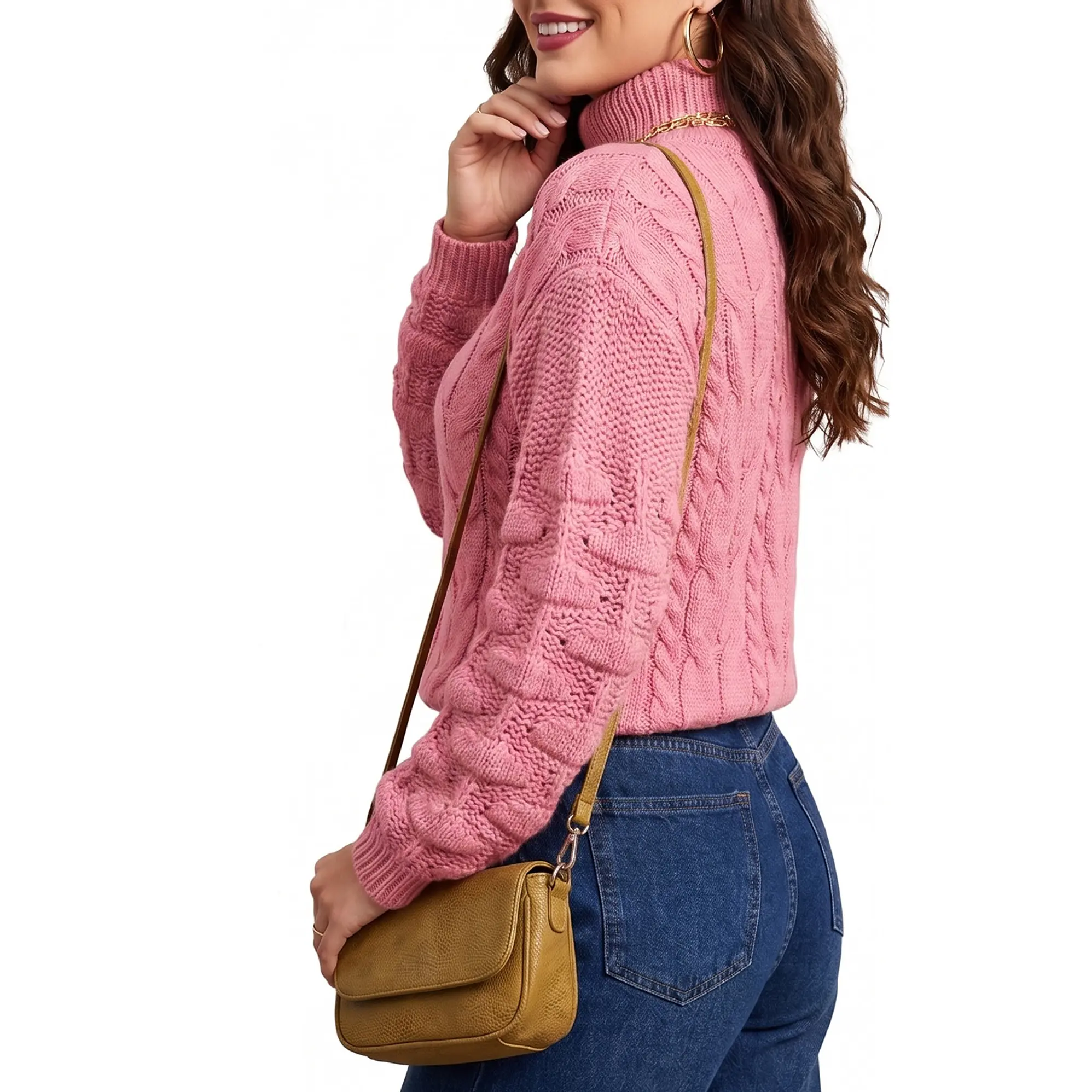 Chaleco mujer lana manga pompón Pandora cuello alto 8